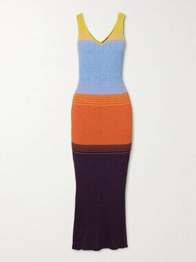 STAUD Dana Sleeveless Colorblock Maxi Dress
